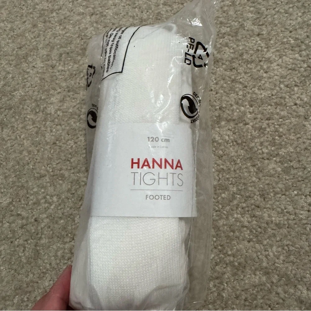 Hanna Andersson White Footed Tights Oeko-Tex Cotton Blend NWT-120cm (6-7 Year)